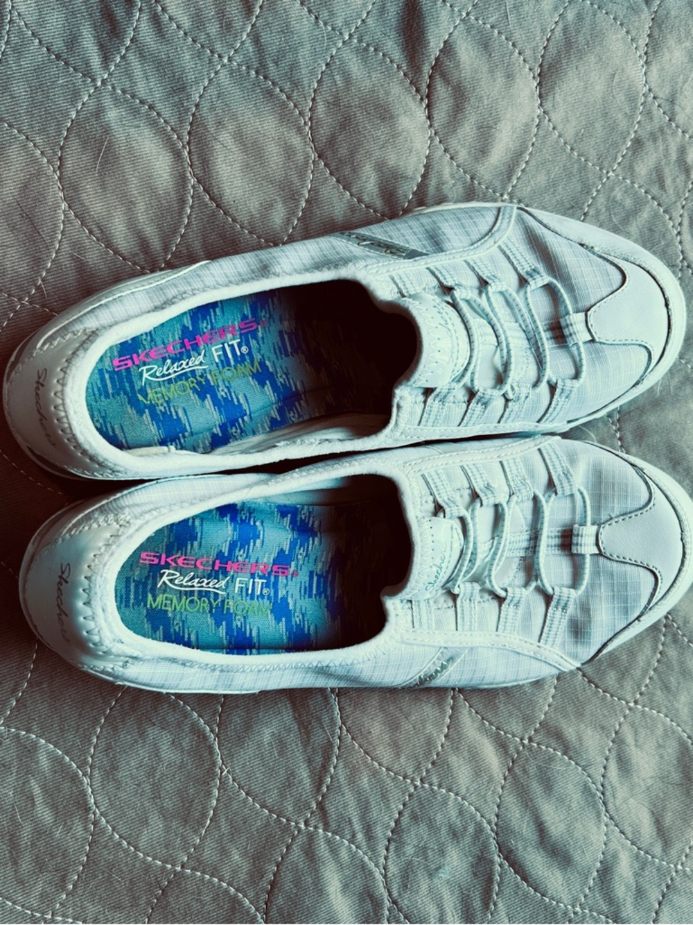 Skechers White Sneakers Relaxed Fit Memory Foam